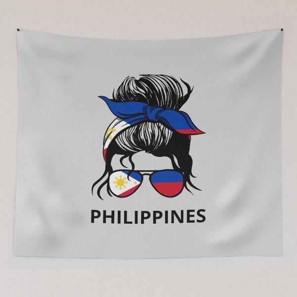 Item preview, Philippines Flag - Filipino Woman With Messy Bun I designed and sold by Lemon Pepper.