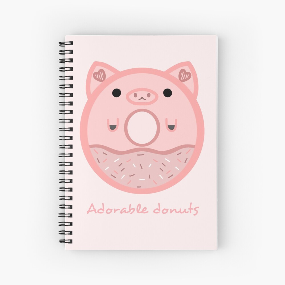 Cuaderno de espiral «Dona de cerdito adorable (o kawaii» de Bunny-whithe-1  | Redbubble