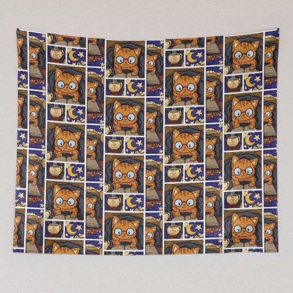 Item preview, Cozy Cat in A Blanket with Book Pattern designed and sold by ZaryaKiqo.