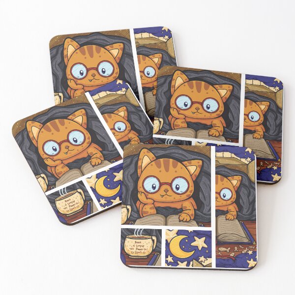 Item preview, Cozy Cat in A Blanket with Book Pattern designed and sold by ZaryaKiqo.