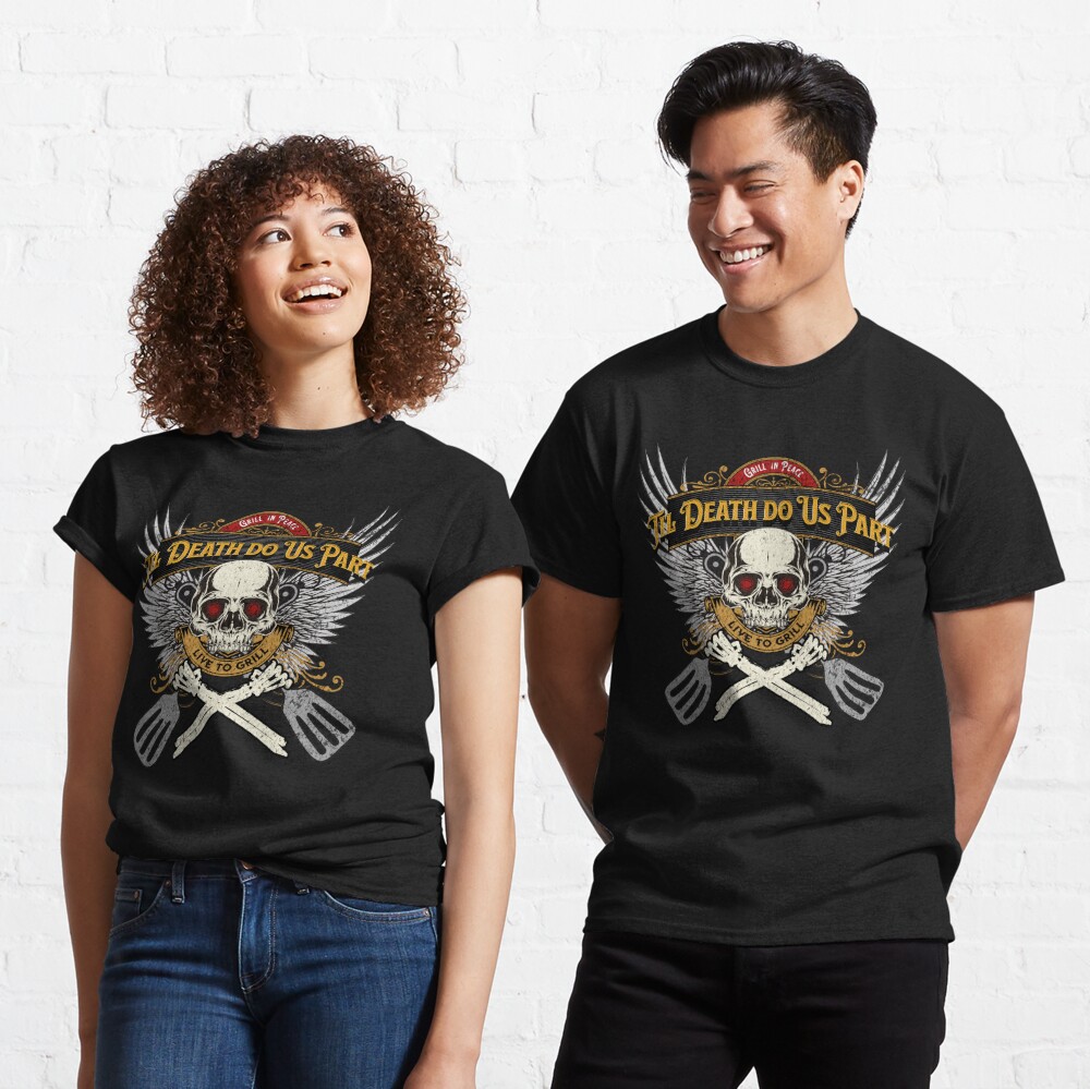 Grill in Peace - Live to Grill - Silver Wings - Skull & Crossed Bones Classic T-Shirt