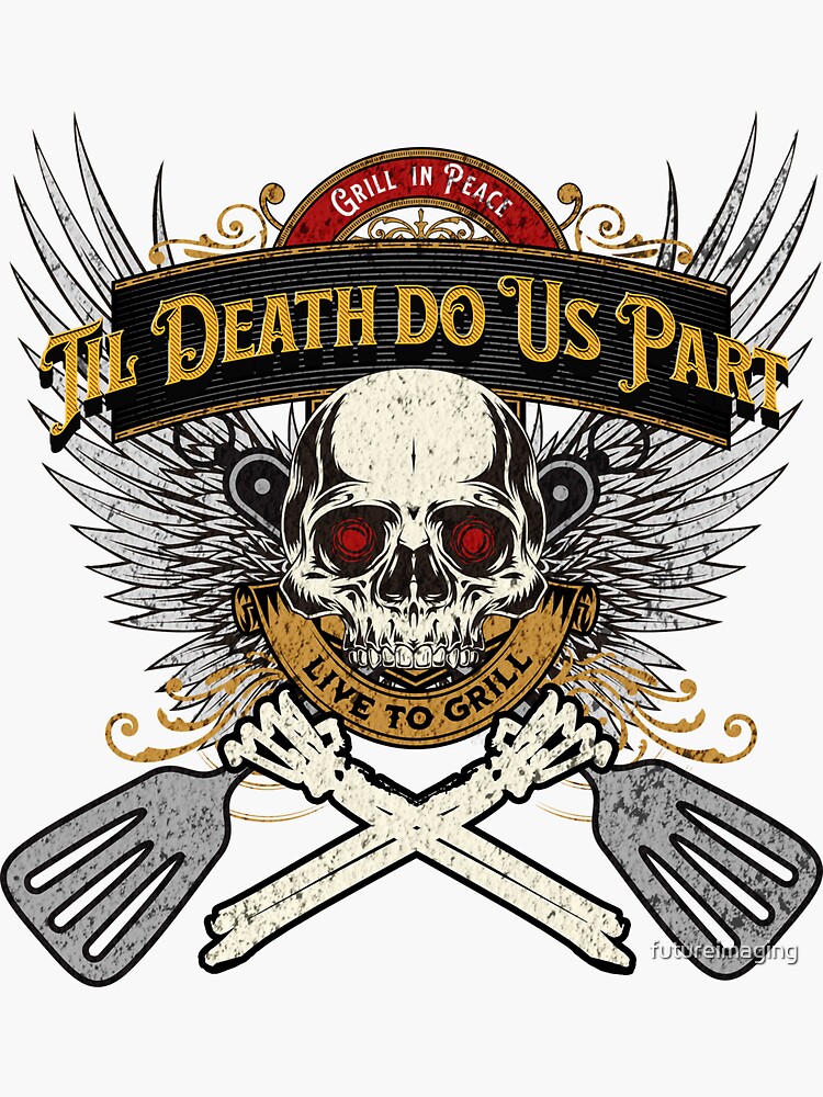 Grill in Peace - Live to Grill - Silver Wings - Skull & Crossed Bones by futureimaging