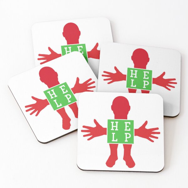Item preview, Human figure - HELP - Red and light green colors - Slab font designed and sold by RainbowWordLand.