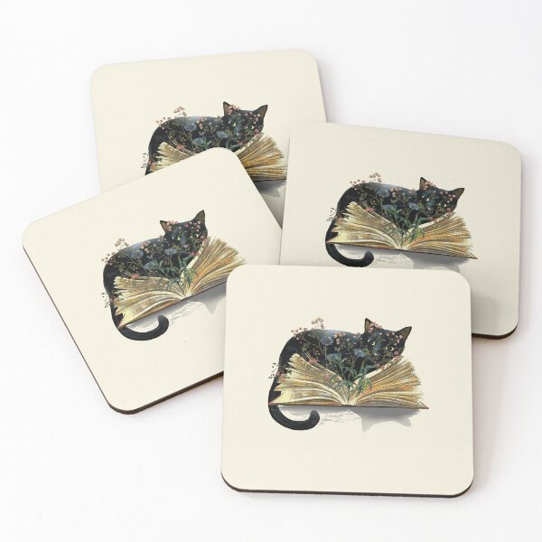 Item preview, Black cats and floral book, flowers growing from book, Book Sticker, bookworm gift for reader,student gift, lover books designed and sold by Collagedream.