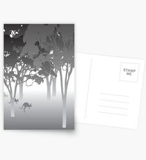 Morning Fog - kangaroos - Australian bush scene Postcards