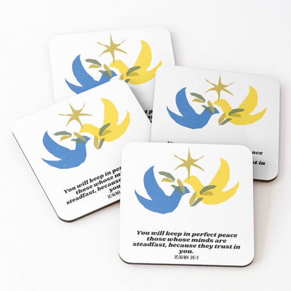 Item preview, Our love to Ukrain, peace doves minimalist style - Bible Text Colossians 3:15 designed and sold by Mechanical-Artt.