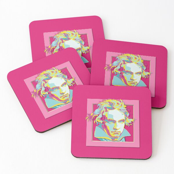 Item preview, Ludwig van Beethoven, framed portrait, with tie ©-edition. Pink, Magenta / Lime, Turquoise designed and sold by Brunhilde1001.
