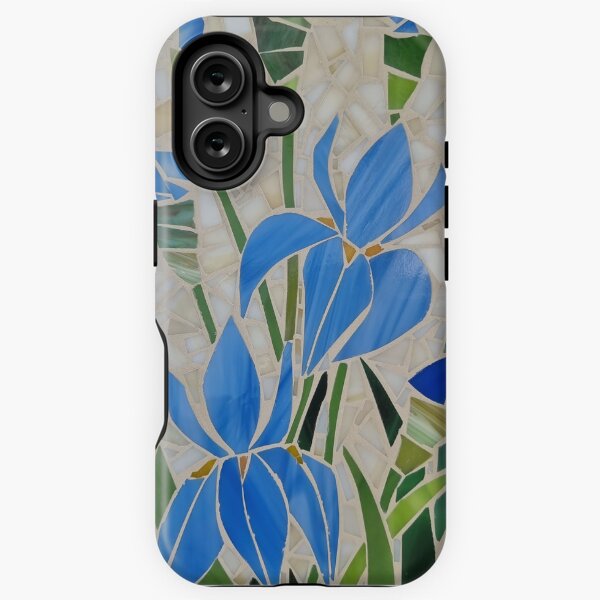 Item preview, Tall blue irises on a cream background  designed and sold by suespaintroom.