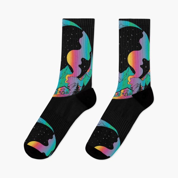 Item preview, colorful moon and stars mountain designed and sold by XXgooddeedXX.