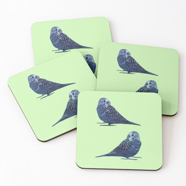 Item preview, Abstract Geometric Blue Budgie Pair designed and sold by RadiantMedia.