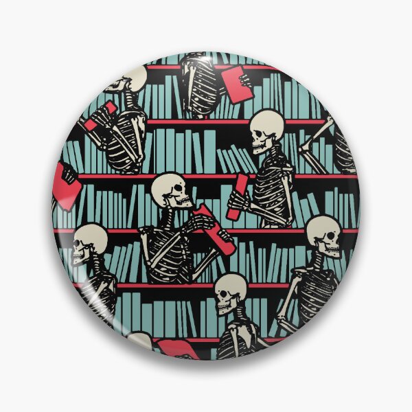 Item preview, Bookish Public Library Skeleton Goth Librarian Books Pattern designed and sold by GrandeDuc.