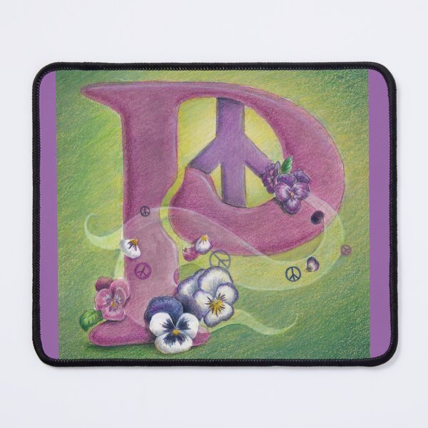 Item preview, Letter P Monogram with Purple Pansies & Peace Signs - "P is for Patti" designed and sold by Carye VanDerPol Mahoney.