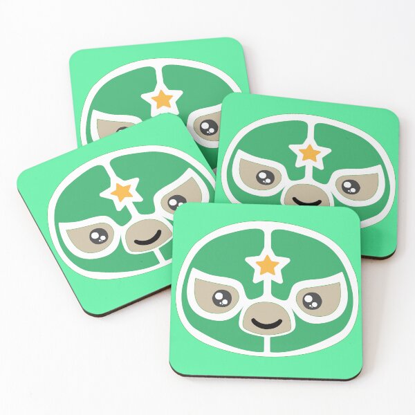 Item preview, Cute mexican masked wrestler kawaii adorable cartoon green yellow star wrestling merch designed and sold by T-Mex.