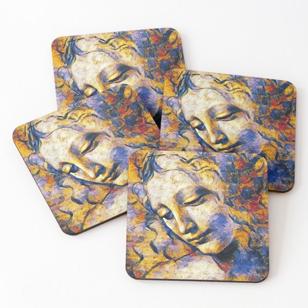 Item preview, La Scapigliata, 'The Lady with Dishevelled Hair', by Leonardo da Vinci - colorful painting designed and sold by NickoPrints.