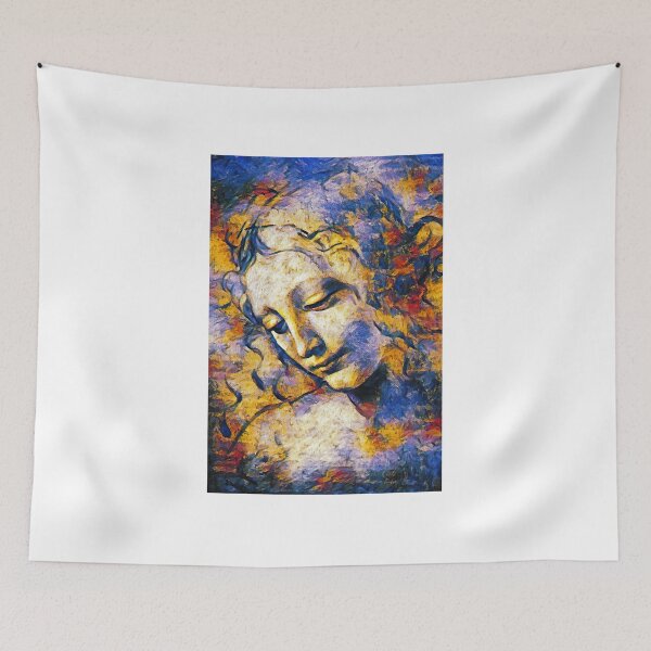 Artikelvorschau, La Scapigliata, 'The Lady with Dishevelled Hair', by Leonardo da Vinci - colorful painting entworfen und verkauft von NickoPrints.