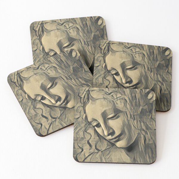 Item preview, La Scapigliata, 'The Lady with Dishevelled Hair', by Leonardo da Vinci - monochrome recreation designed and sold by NickoPrints.