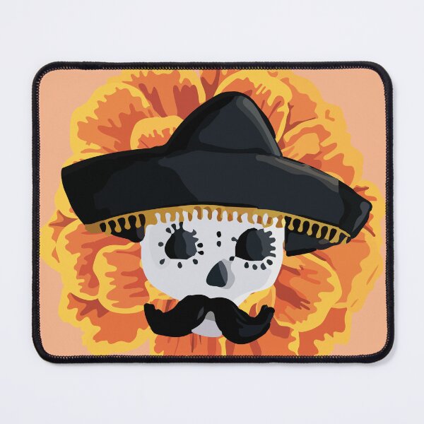 Item preview, Charro mexican kawaii cute sugar skull mexican style cempasúchil mustache mexican sombrero skeleton designed and sold by T-Mex.