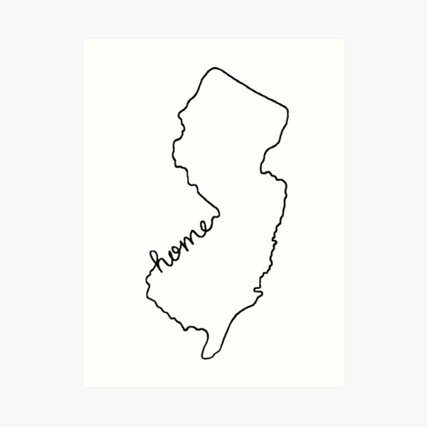 New Jersey Home State Outline Art Print