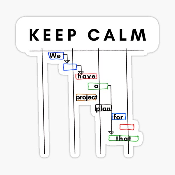 Vista previa del artículo con la obra «Mantén la calma Gerente de proyecto Plan de proyecto Gantt», diseñado y vendido por Awesomefamily.