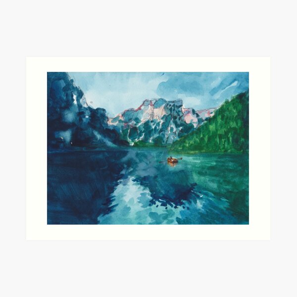 lake nature scene (with boat!!!) Art Print
