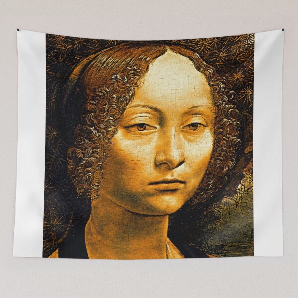 Artikelvorschau, Ginevra de' Benci by Leonardo da Vinci - brown high contrast entworfen und verkauft von NickoPrints.