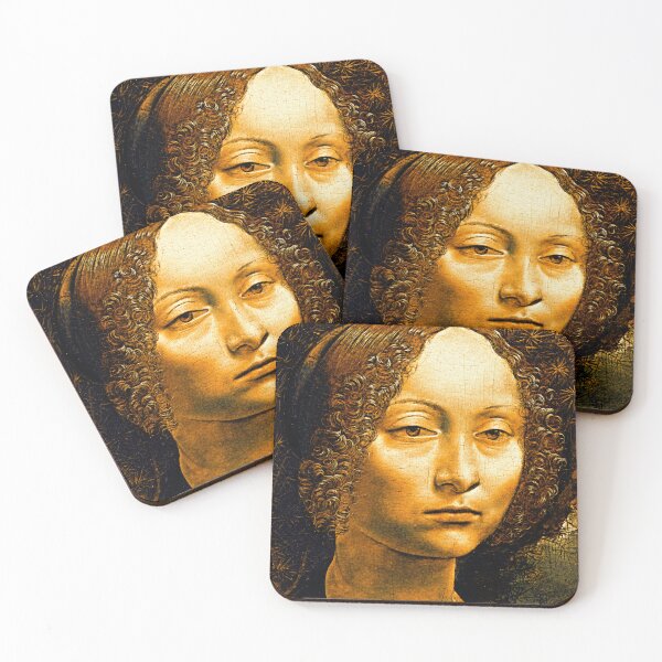 Item preview, Ginevra de' Benci by Leonardo da Vinci - brown high contrast designed and sold by NickoPrints.