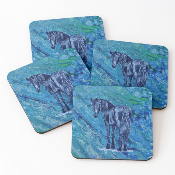 Item preview, Friesian horse - blue colorized version on fluid paint background 10 designed and sold by SylvieG18.