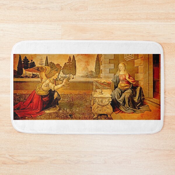 Item preview, The Annunciation by Leonardo da Vinci blended on old paper designed and sold by NickoPrints.
