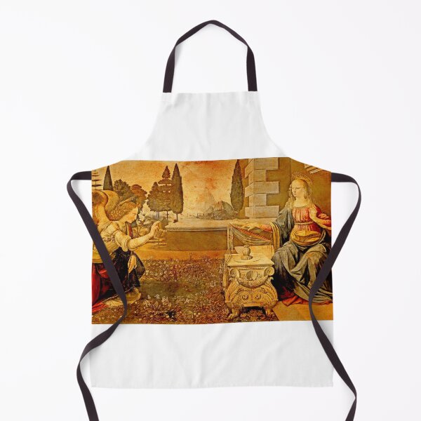 Item preview, The Annunciation by Leonardo da Vinci blended on old paper designed and sold by NickoPrints.