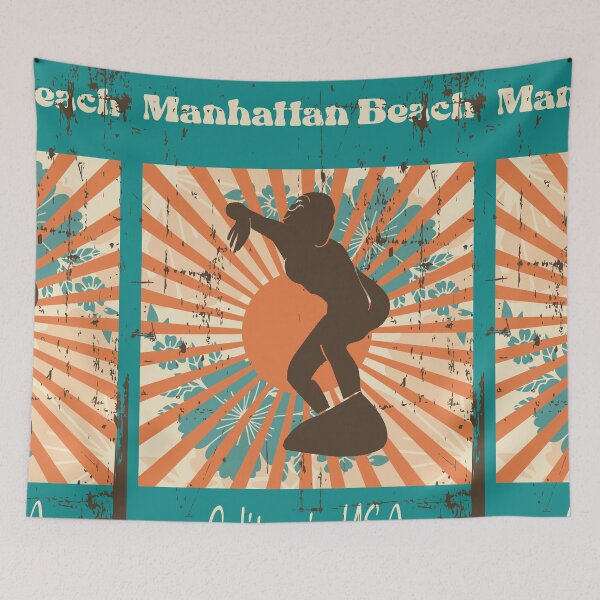 Item preview, Manhattan Beach Retro Surfer Girl designed and sold by LanikaiBeach.