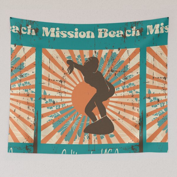 Item preview, Mission Beach Retro Surfer Girl designed and sold by LanikaiBeach.