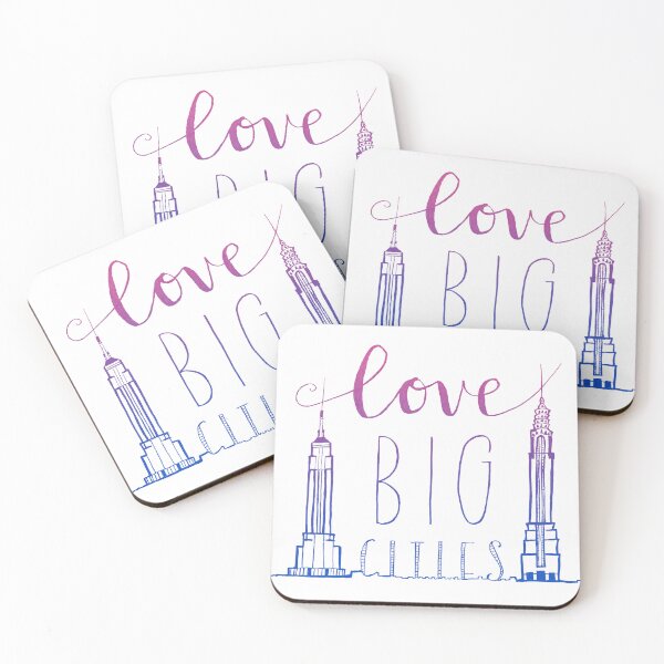 Item preview, New York City Skyline Illustrations and Lettering--Love Big Cities in neon red and blue designed and sold by nycsketchartist.