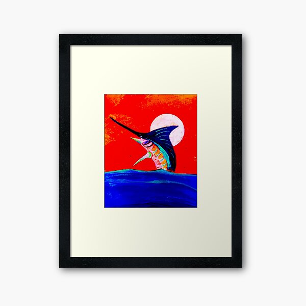 Moon and marlin Framed Art Print