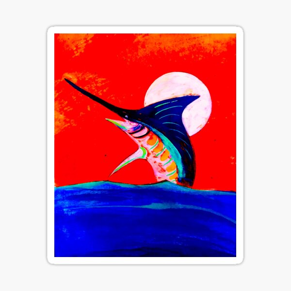 Moon and marlin Sticker