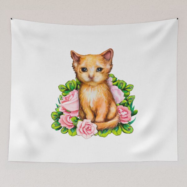 Item preview, Sad Cat in a Rose Bouquet designed and sold by Kaamalauppias.