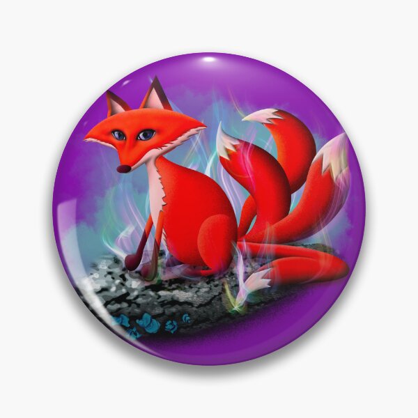 Item preview, Kumi the Four Tailed Fox! Colorful Fantasy Nature Art designed and sold by katrinaroman.