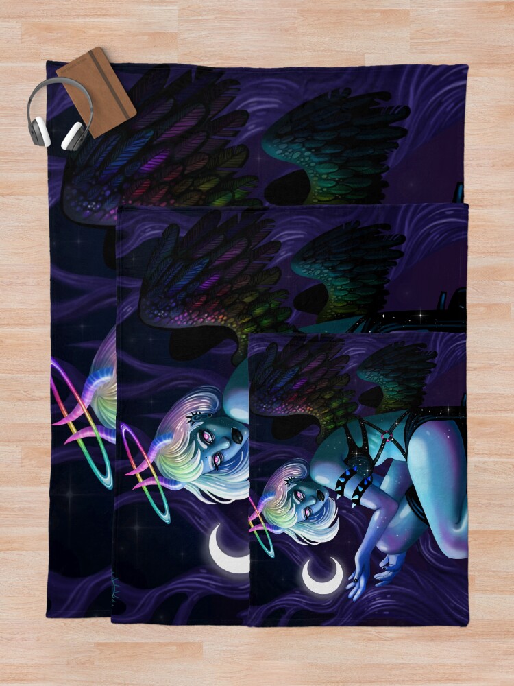 Alternate view of Murmir, Angel of Night Throw Blanket