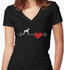 Special Italian Greyhound Heartbeat Dog T-shirt Women's Fitted V-Neck T-Shirt