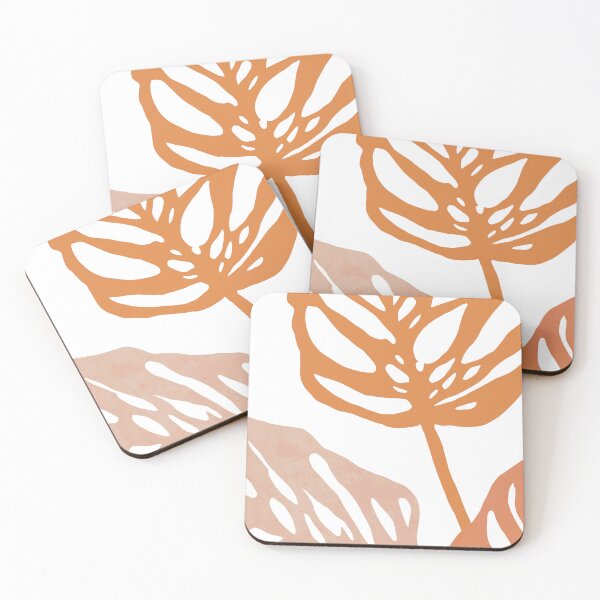 Item preview, Monstera plant leaf illustration in pink and orange designed and sold by Miss-Belle.
