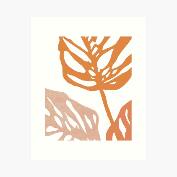 Item preview, Monstera plant leaf illustration in pink and orange designed and sold by Miss-Belle.