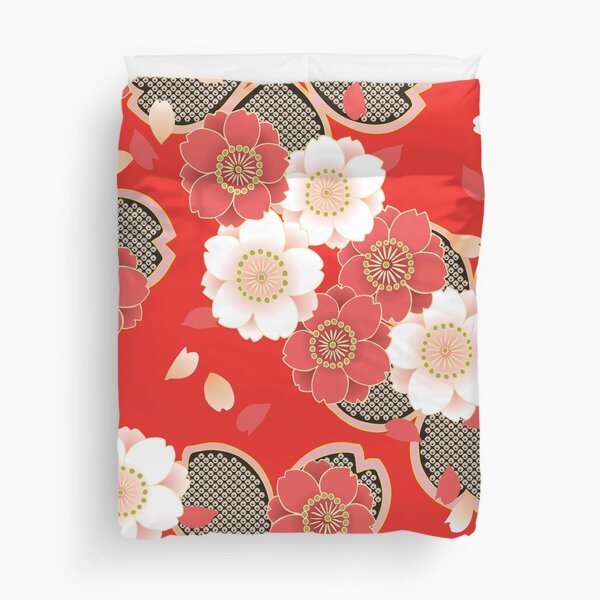 Vintage Japanese Wedding Kimono Pattern Duvet Cover