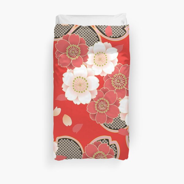 Vintage Japanese Wedding Kimono Pattern Duvet Cover