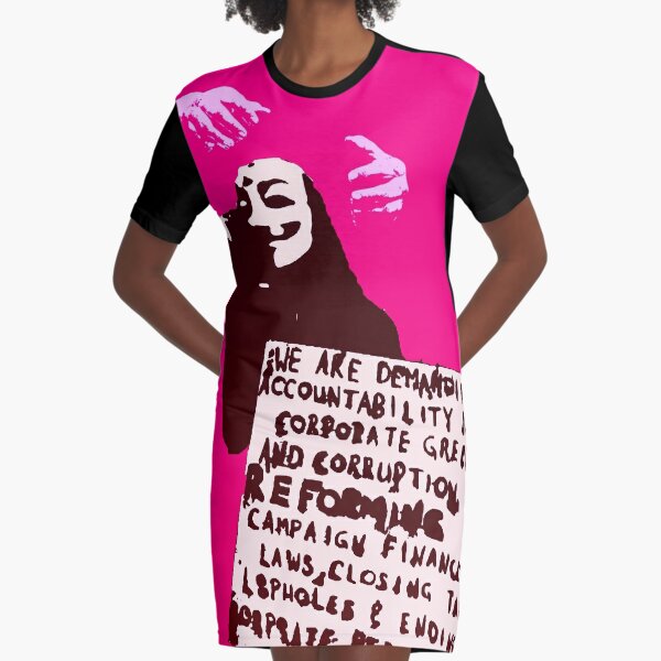 The Invisible Hands - Pink Graphic T-Shirt Dress