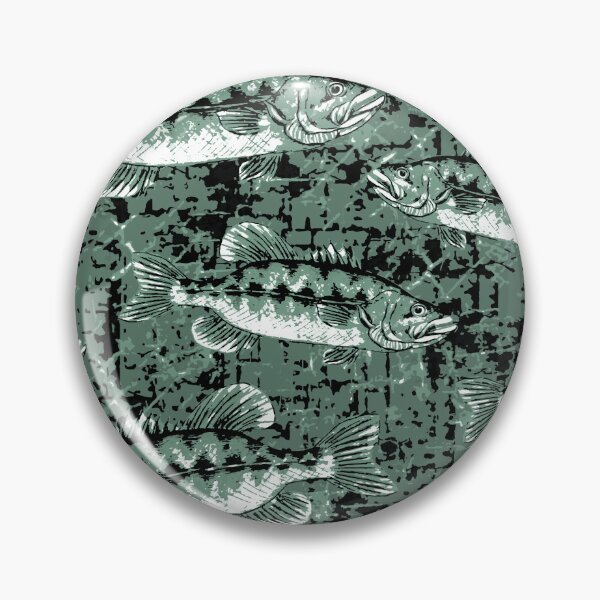 Item preview, Largemouth Bass Monochromatic Camo Pattern - Pond Green designed and sold by Michelebuttons.