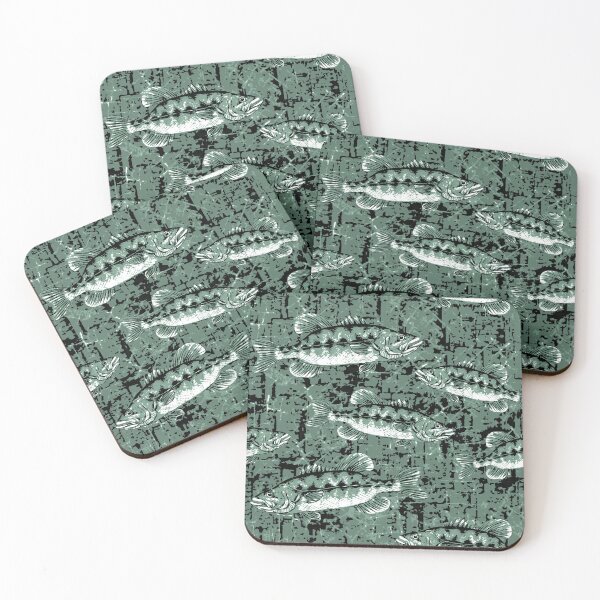 Item preview, Largemouth Bass Monochromatic Camo Pattern - Pond Green designed and sold by Michelebuttons.