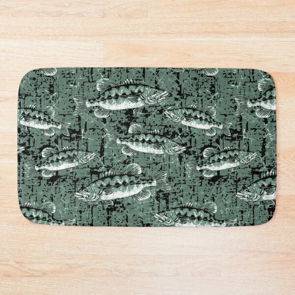 Item preview, Largemouth Bass Monochromatic Camo Pattern - Pond Green designed and sold by Michelebuttons.