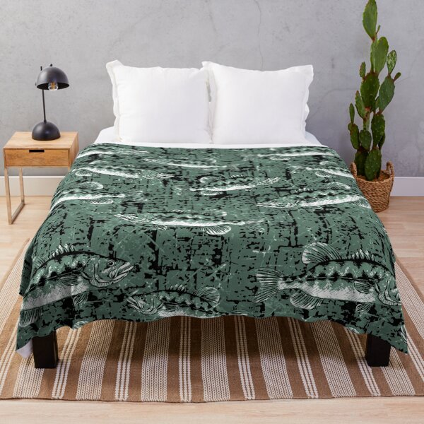 Item preview, Largemouth Bass Monochromatic Camo Pattern - Pond Green designed and sold by Michelebuttons.