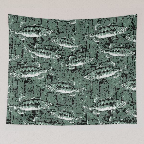 Item preview, Largemouth Bass Monochromatic Camo Pattern - Pond Green designed and sold by Michelebuttons.