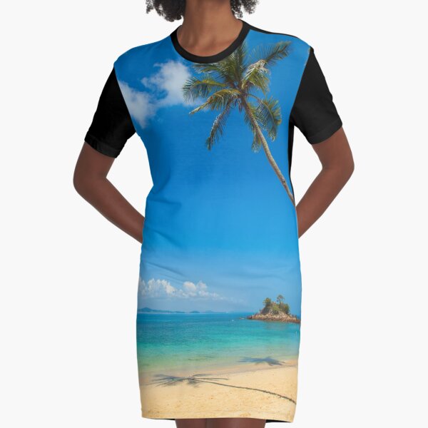 Tropical Palm Trees Graphic T-Shirt Dress