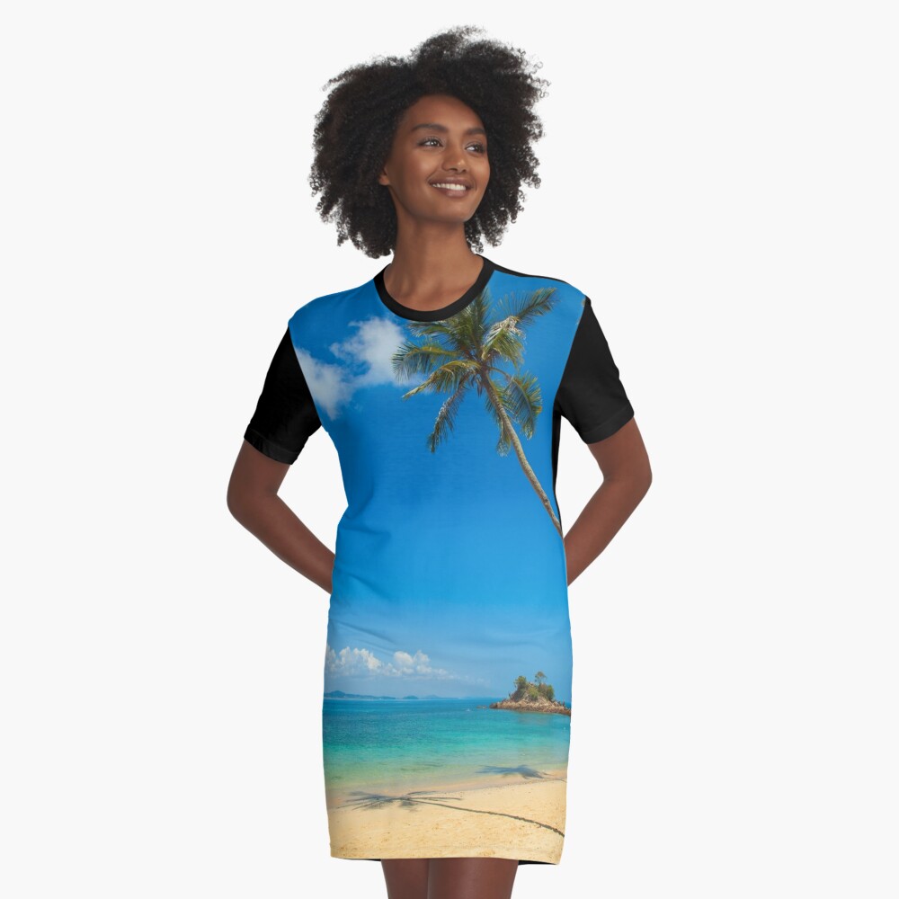 Tropical Palm Trees Graphic T-Shirt Dress